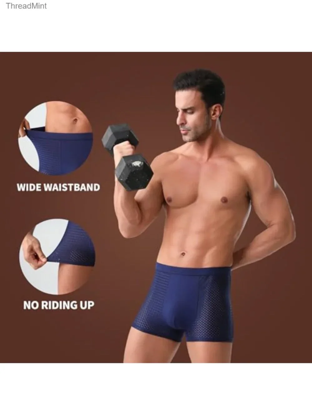 5 Pack Bamboo Viscose Boxer Briefs Breathable Moisture Wicking Trunks